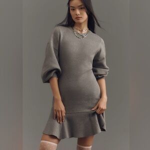 Anthropologie Ruffled Sweater Knit Dress Small